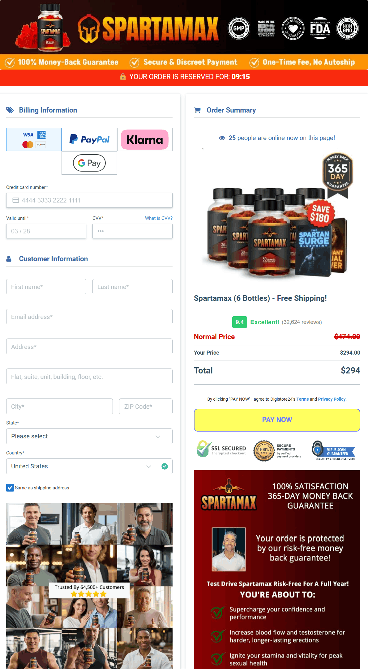 Spartamax Checkout page